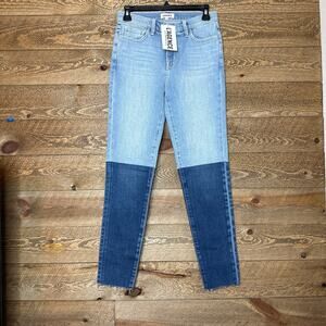 L'Agence Patchwork Two Tone Straight Leg Jeans Size 25 NWT